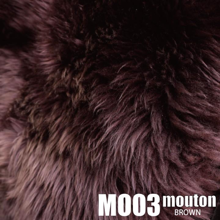 ブラウン 茶色 本革 ムートン クッション 角型 長毛 天然 毛足約7cm 裏