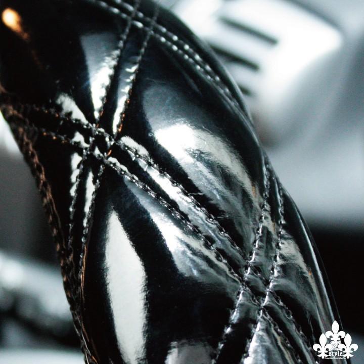 エナメル ハンドルカバー キルティング Ｓサイズ 軽自動車 普通車 ステアリング カバー Z-style | z-style | 02