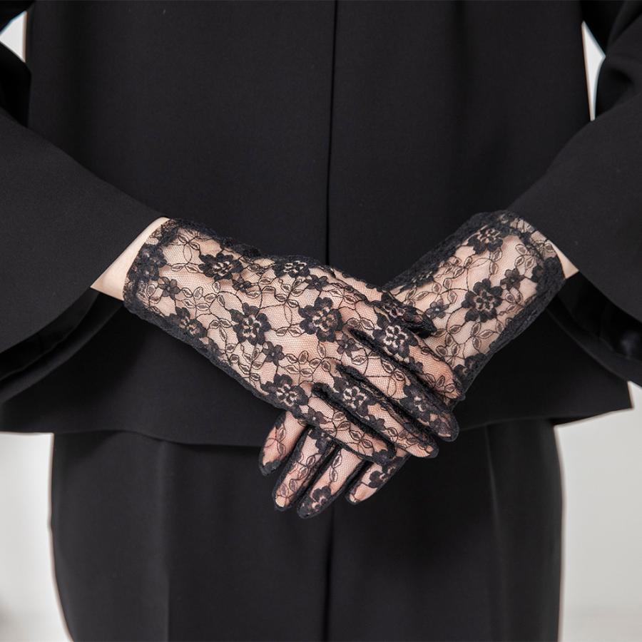 CARETTE 日本製 レース フォーマル手袋 送料無料 ブラック