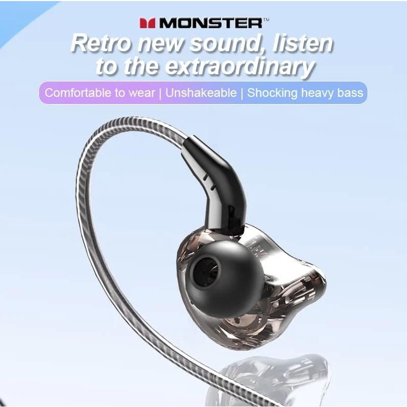 MONSTER 有線イヤホン インナーイヤー型 耳掛け ブラック 3.5mm