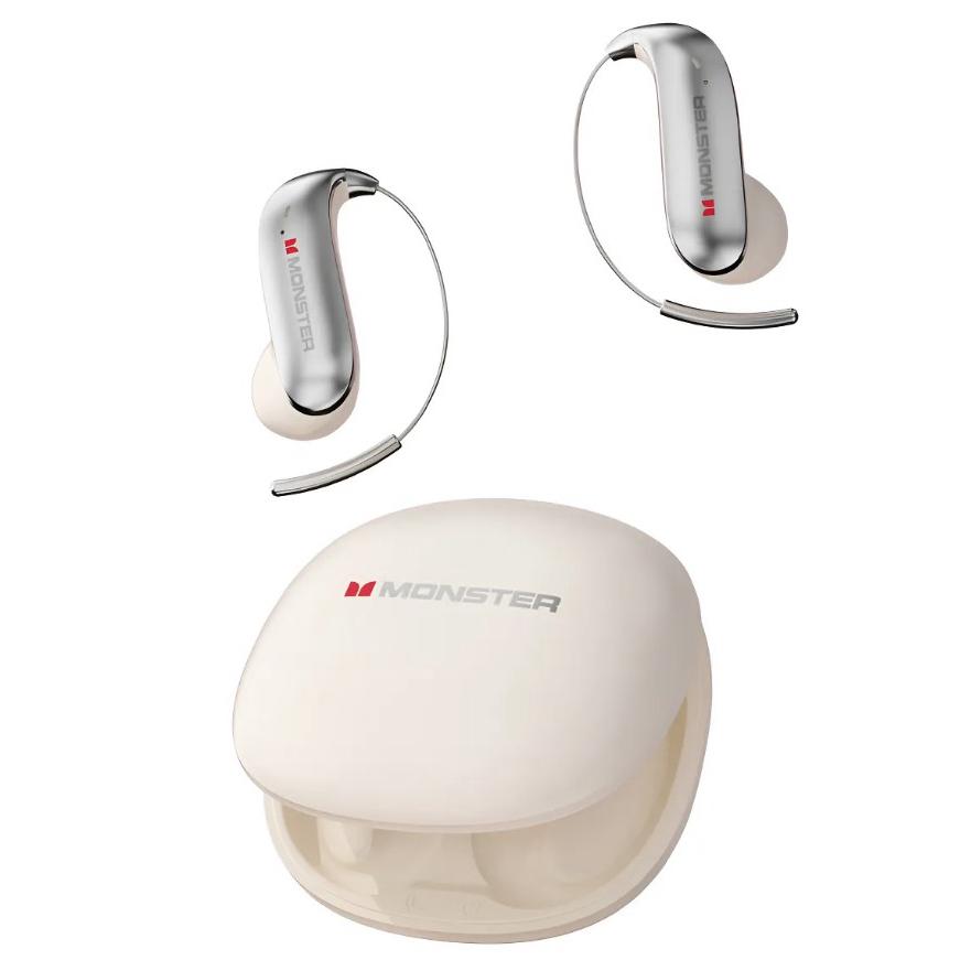 今話題の　MONSTER ワイヤレスイヤホン　ホワイト　価格相談受付 MONSTER ワイヤレスイヤホン オープンイヤー 耳掛け チタン合金 ノイズ