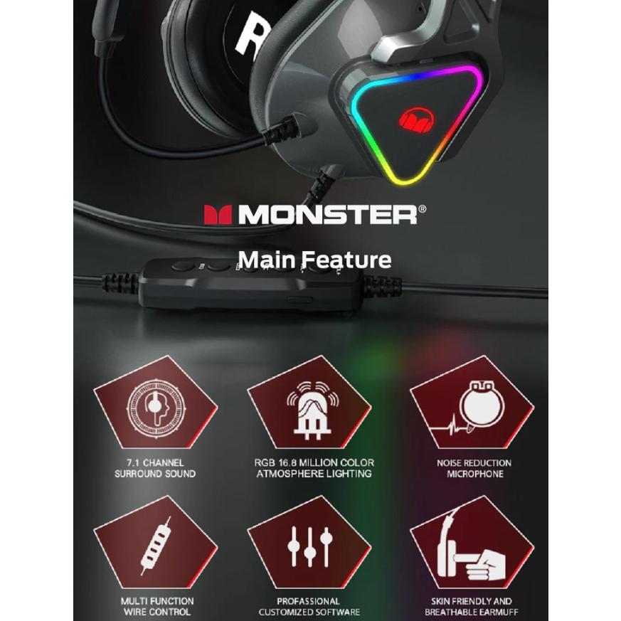MONSTER MONSTER AIRMARS N3S USB接続 ゲーミングヘッドセット