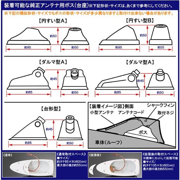 トヨタ車/T-1 ブラック/シャークフィン アンテナ/純正交換式/小型アンテナ内蔵/ドルフィンアンテナ/ブラガ｜cargoodsya-shopping｜06