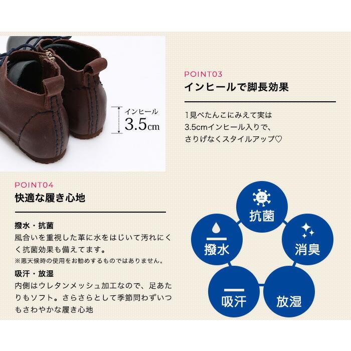 レースアップシューズ ショートブーツ レディース 本革 ウエッジインヒール 歩きやすい 外反母趾 幅広 ワイズ4E オブリーク 日本製 carique カリック c15500