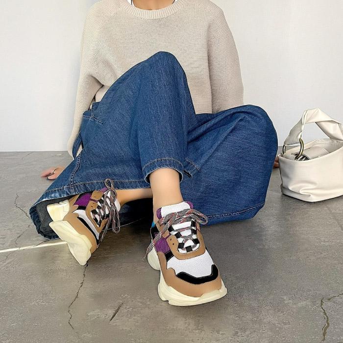 MANA（マナ） スニーカー 靴 ダッドスニーカー レディース 本革 山羊革