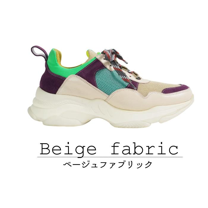h*y様 MANAダットスニーカーBEIGE FABRIC 37size 美品 MANA（マナ） スニーカー 靴 ダッドスニーカー レディース 本革 山羊革