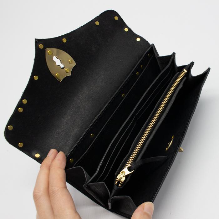 saranam サラナン 」長財布 レディース メンズ 牛革 カシメ 切りっ