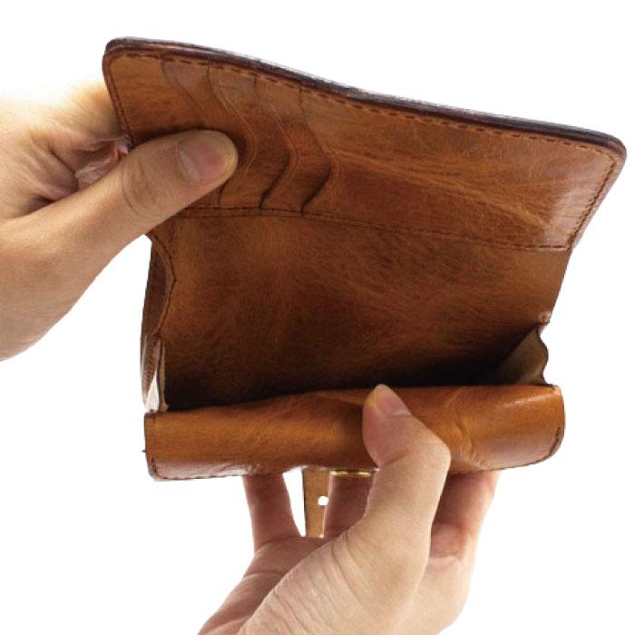 saranam サラナン二つ折り財布 ミニ財布 レディース メンズ 牛革