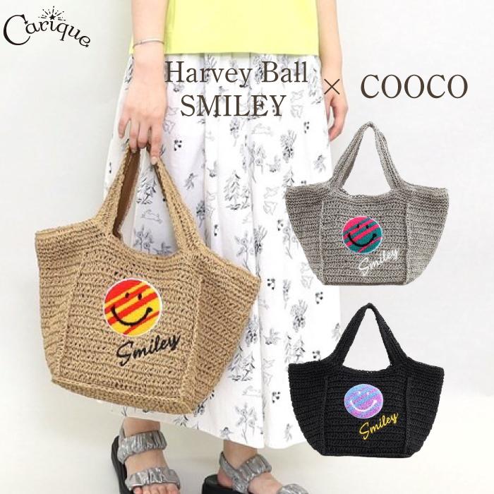 かごバッグ COOCOクーコ × HARVER BALL SMILEY ニコちゃん レディース 