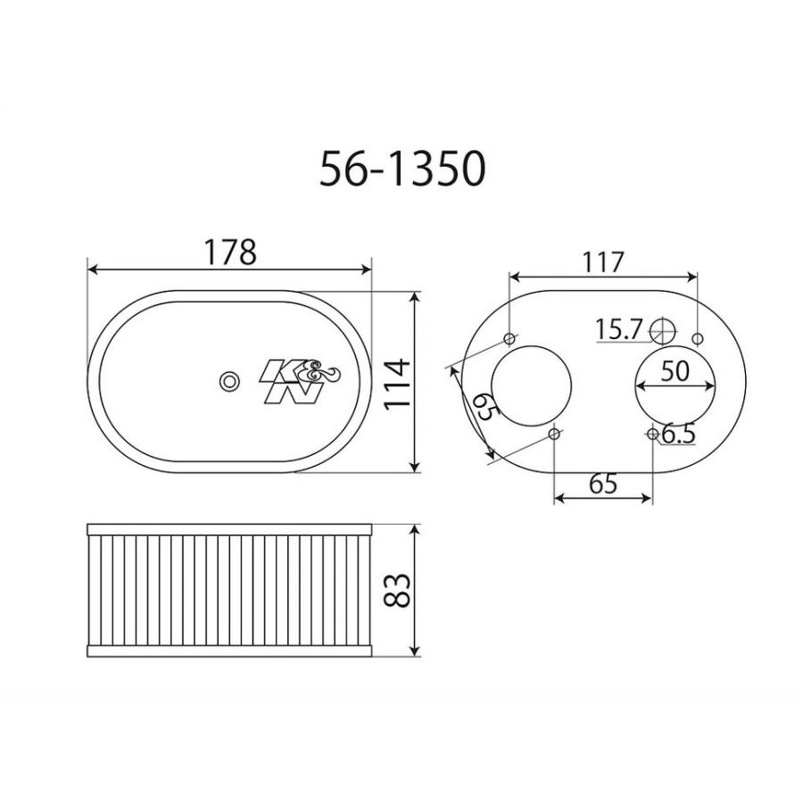 同梱にてメンテナンスキットが5%OFF!【日本正規品】K&Nソレックス・ウェバー 用フィルター 【ボア : Φ40〜φ48 用 | 高さ : 83 mm】 56-1350｜carkichi｜04