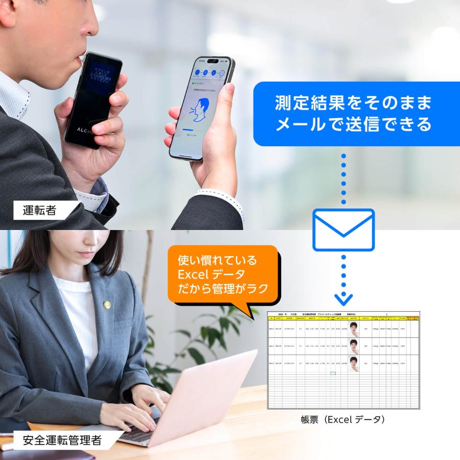 アルコールチェッカー スマホとつながるアルコール検知器 ACC300 ALCHE アルチェ 電気化学式センサー搭載 カー用品 法人 運行管理者 セイワ(SEIWA) 父の日｜carlife｜03