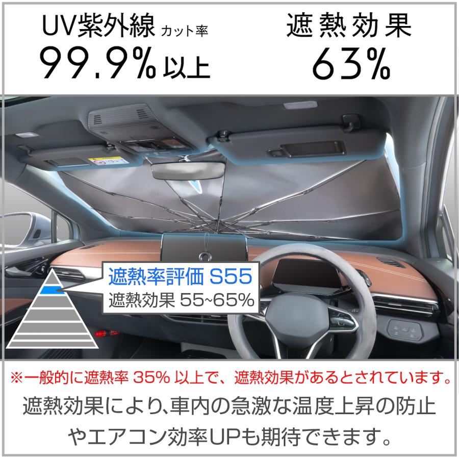 サンシェード 車 放射冷却生地 ラディクール ワンタッチサンシェード Mサイズ W1325mmxH765mm IMP235 傘型 折りたたみ 猛暑対策 車中泊 セイワ(SEIWA) 父の日｜carlife｜05