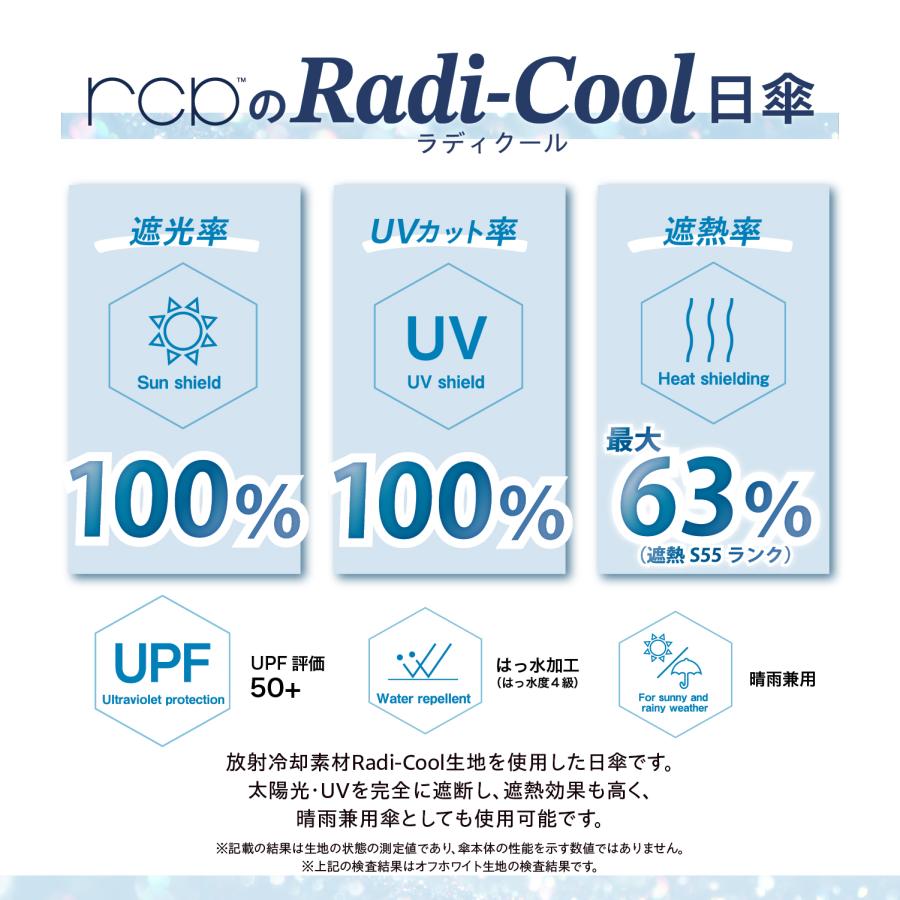 ラディクール Radi-Cool 日傘 晴雨兼用 軽量 折りたたみ傘 大きめ 100cm 逆戻り防止機能 遮熱 遮光 UVカット RCP10 SEIWA（セイワ）の画像