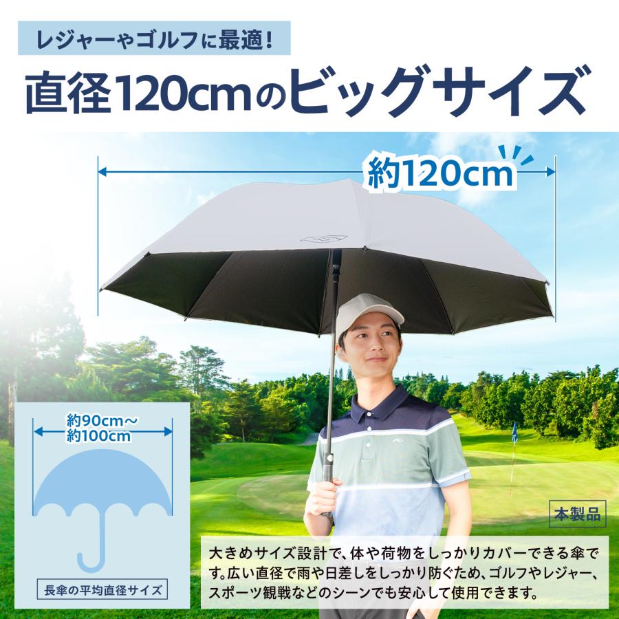 ラディクール Radi-Cool ゴルフ傘 日傘 晴雨兼用 長傘 直径120cm 大型 遮熱 遮光 UVカット 軽量460g ホワイト メンズ レディース rcp6 SEIWA（セイワ）の画像