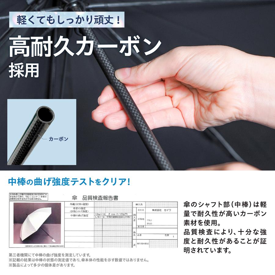 ラディクール 日傘 メンズ 超軽量スリム240g 長傘 ゴルフ傘 ビジネス 放射冷却 Radi-Cool 完全遮光 UVカット100% UPF50+ 遮熱56% 晴雨兼用 軽量 グレー RCP9 | SEIWA | 07