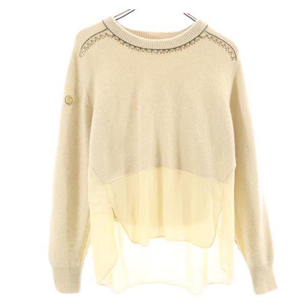 Chloe クロエ 極美品 カシミヤ混 ロゴニットブルゾン M ウールニット製クロップド フィット ロゴ セーター グレー - Chloé
