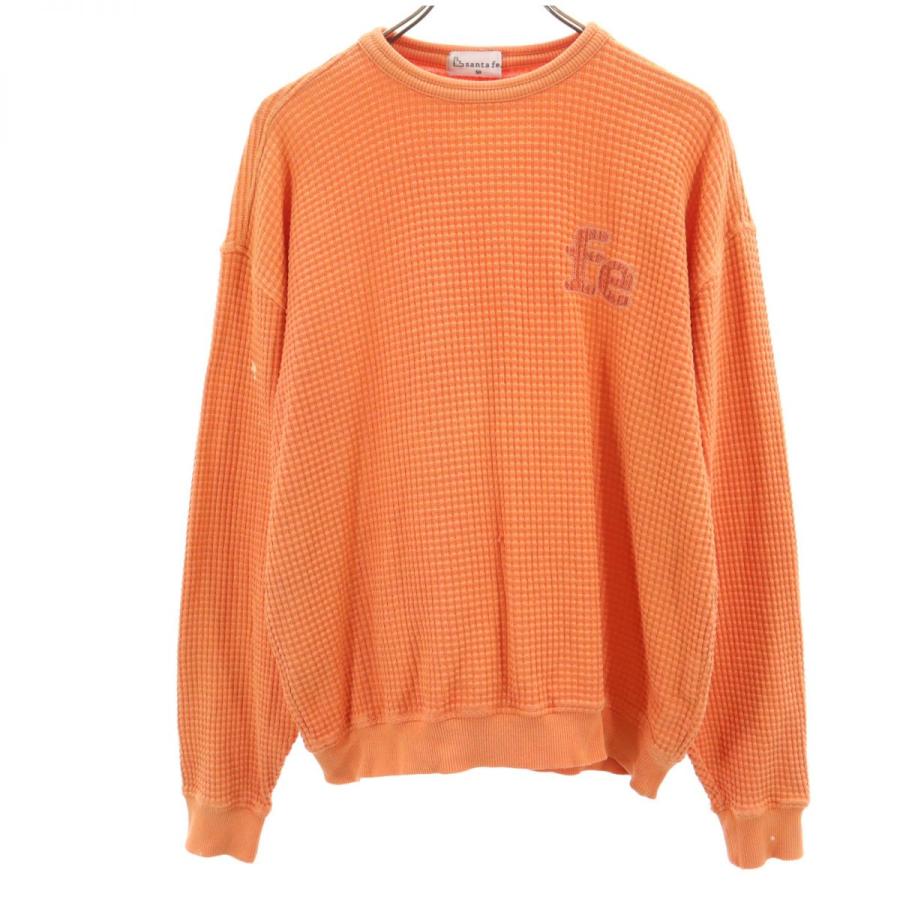 サンタフェ santa fe 日本製 長袖 Tシャツ 50 オレンジ ロンT ワッフル 
