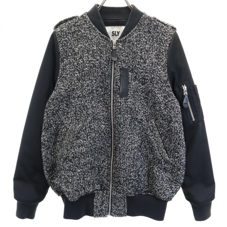 SLY ツイードボンバーブルゾンという品です。 SLY（スライ） 長袖 ツイード 切り替え ブルゾン 2 ブラック系