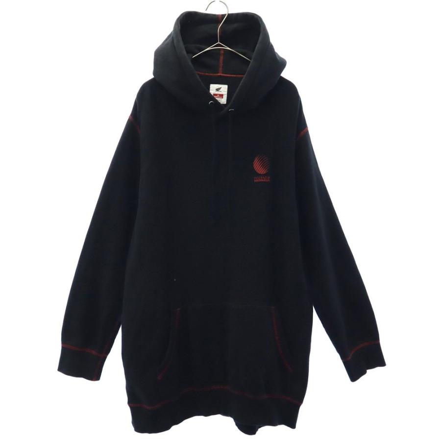 ヘルレイザー ホンダ コラボ ロゴプリント 長袖 スウェットパーカー L ブラック Hellrazor HONDA 裏起毛 メンズ HELLRAZOR（ヘルレイザー） ホンダ コラボ ロゴプリント 長袖