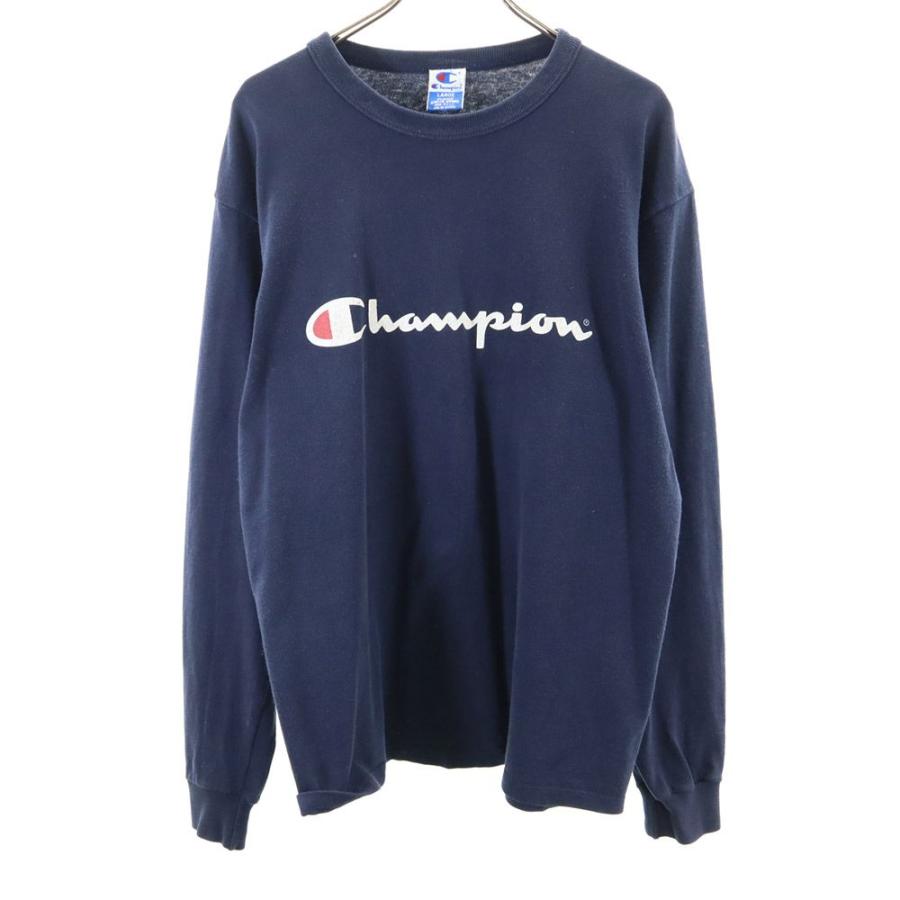 Champion（チャンピオン） 90s 後期 USA製 プリント 長袖 Tシャツ L