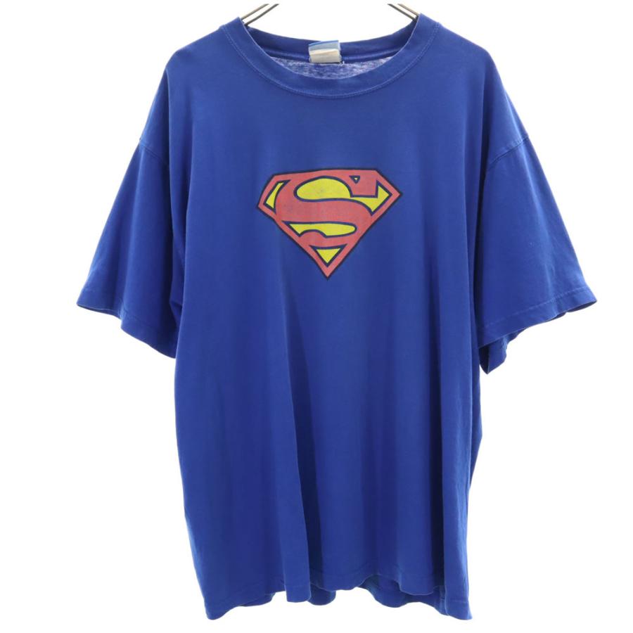 SUPERMAN スーパーマン 半袖 Tシャツ ブルー メンズ 古着 中古