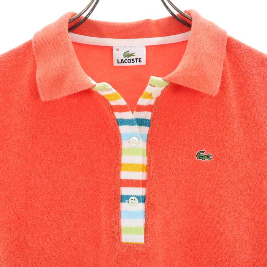 LACOSTE SPORT ラコステ ポロシャツ 半袖 ホワイト オレンジ 38 LACOSTE（ラコステ） 日本製 半袖 ポロシャツ 38 オレンジ系 パイル地