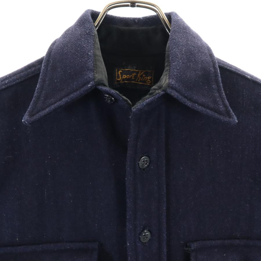 60s Sportsman 刺繍入り長袖シャツ ブルー ヴィンテージ　シャツ Sport King 50s 60s ヴィンテージ 長袖 シャツ ネイビー メンズ 古着