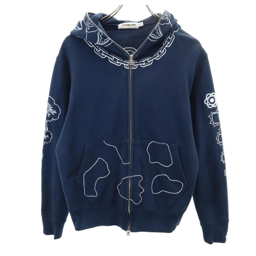 古着 A BATHING APE アベイシングエイプ 日本製 長袖 スウェット ジップパーカー S ネイビー メンズ A BATHING APE（アベイシングエイプ） 日本製 長袖 スウェット ジップ