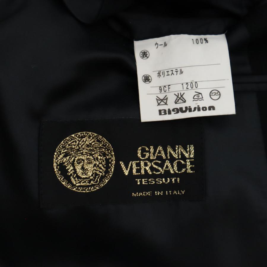 モルトブラボー ジャンニ・ヴェルサーチ生地 ダブル スーツ 上下セットアップ チャコールブラック ｘ GIANNI VERSACE メンズ 古着 中古_9