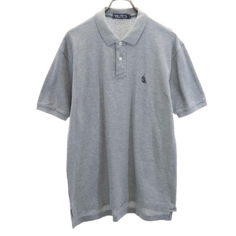NAUTICA（ノーティカ） 90s オールド 半袖 ポロシャツ L グレー 鹿の子