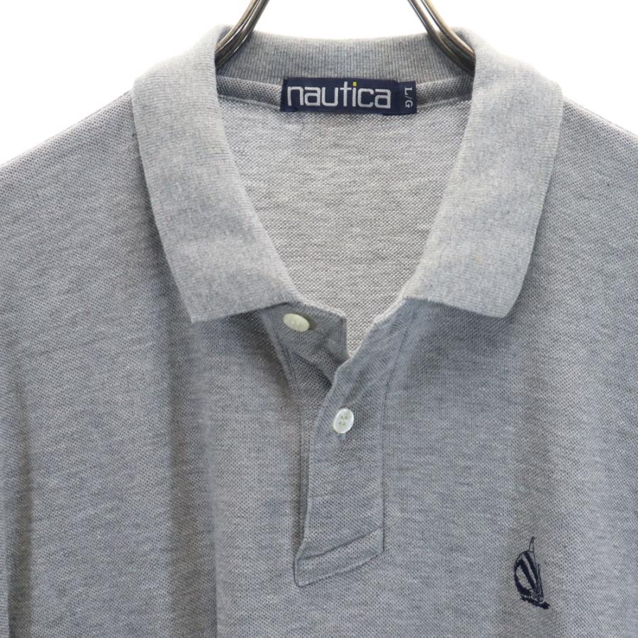 NAUTICA（ノーティカ） 90s オールド 半袖 ポロシャツ L グレー 鹿の子