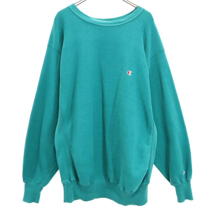 古着 Champion チャンピオン 90s リバースウィーブ オールド 刺繍タグ 長袖 スウェット トレーナー XL グリーン 裏起毛 メンズ Champion（チャンピオン） 90s リバースウィーブ オールド 刺繍タグ