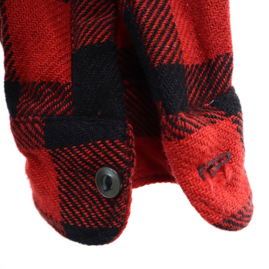 パワーハウス 60s 70s バッファローチェック 長袖 ヘビーネル シャツ レッド Powr House オールド ヴィンテージ マチ付き メンズ パワーハウス 60s 70s バッファローチェック 長袖 ヘビーネル シャツ