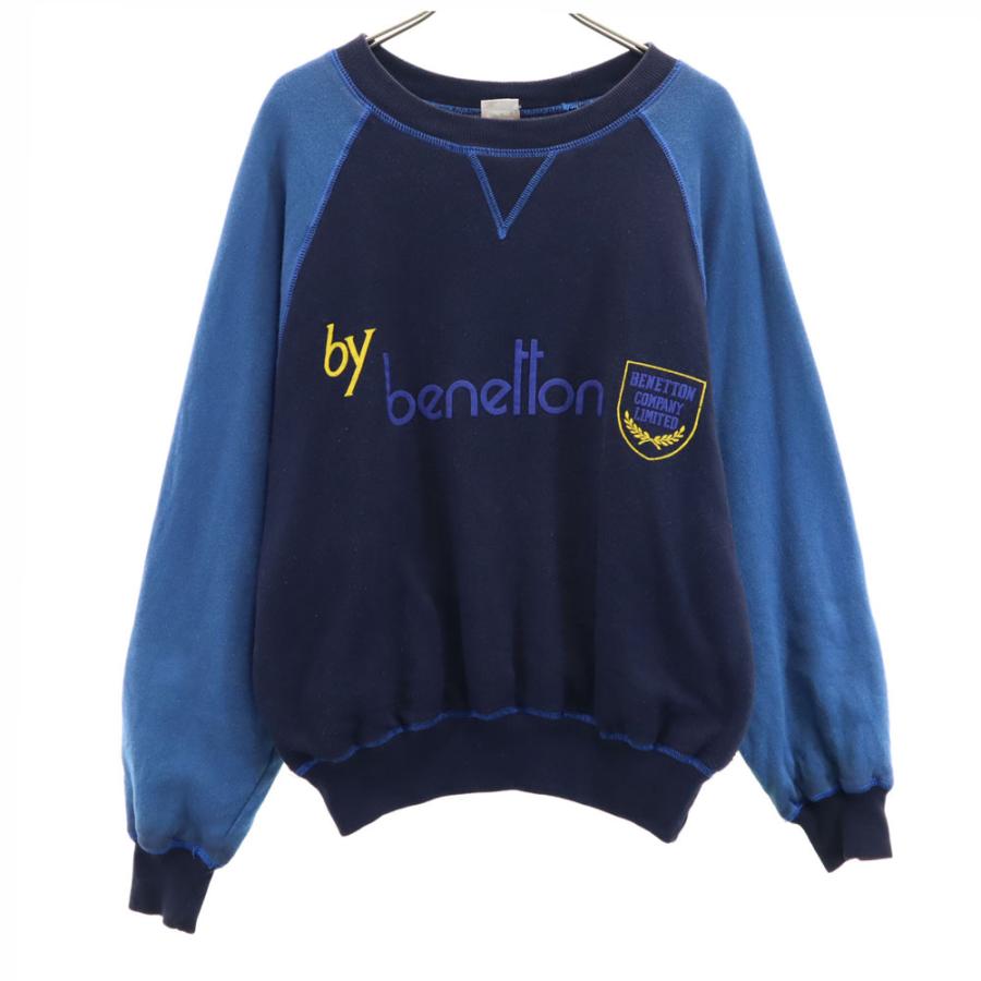 80s 万国旗タグ　OLD 　スウェット　トレーナー　XLネイビー BENETTON ベネトン 80s イタリア製 オールド 長袖 スウェット