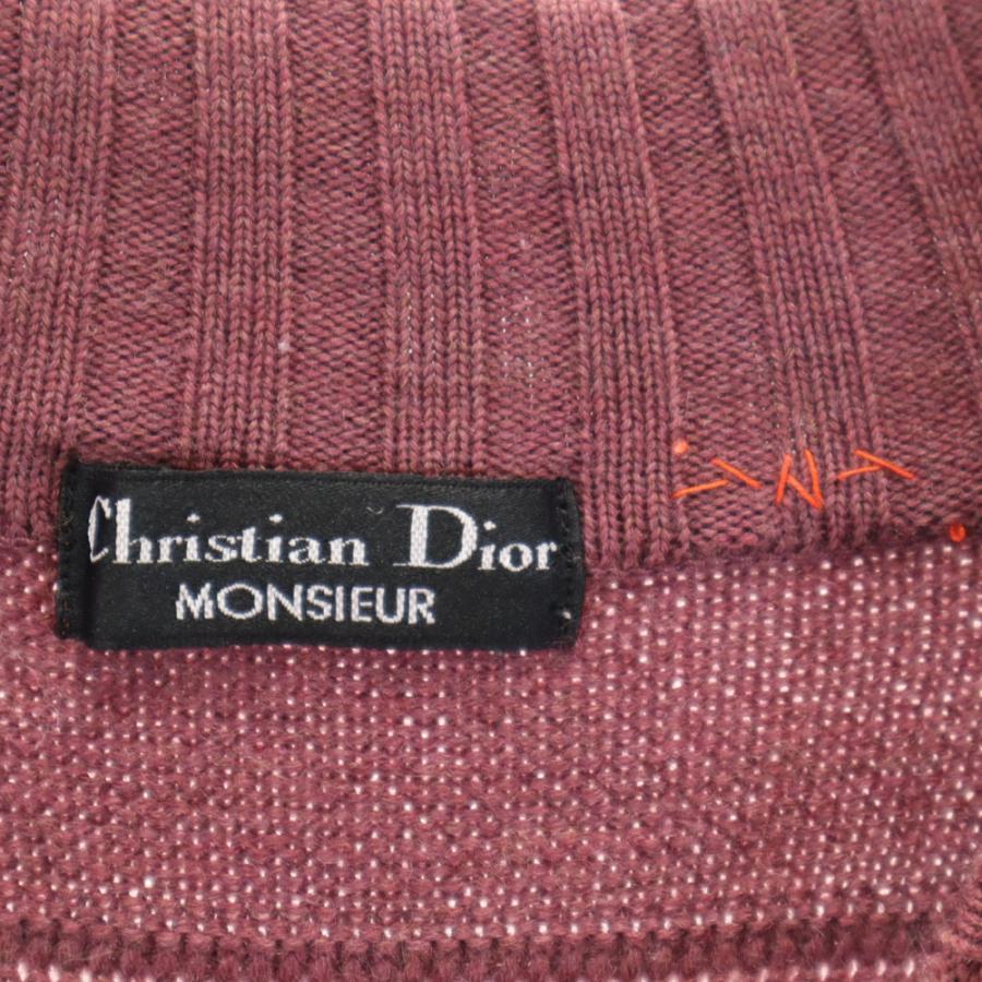 Christian Dior MONSIEUR クリスチャンディオール ムッシュ 90s ウール オールド 長袖 モックネック セーター L ボルドー系 ニット メンズ 古着 中古