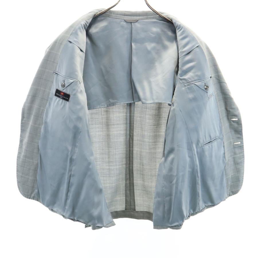 バレンシアガ 90s 日本製 オールド チェック柄 テーラードジャケット 98BB4 グレー BALENCIAGA ブレザー メンズ BALENCIAGA（バレンシアガ） 90s 日本製 オールド チェック柄