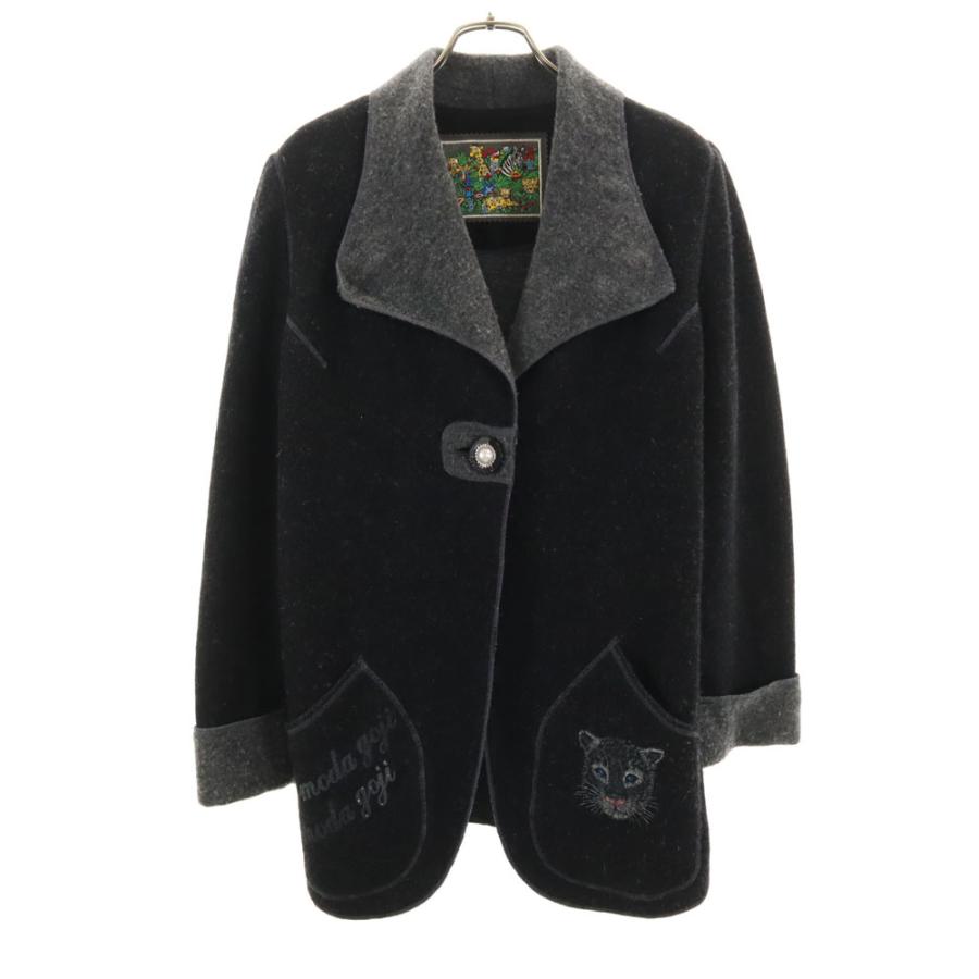 ラモーダゴジ 伊太利屋 長袖 ニットカーディガン ブラック系 La Moda GOJI レディース ラモーダゴジ 伊太利屋 長袖 ニットカーディガン ブラック系