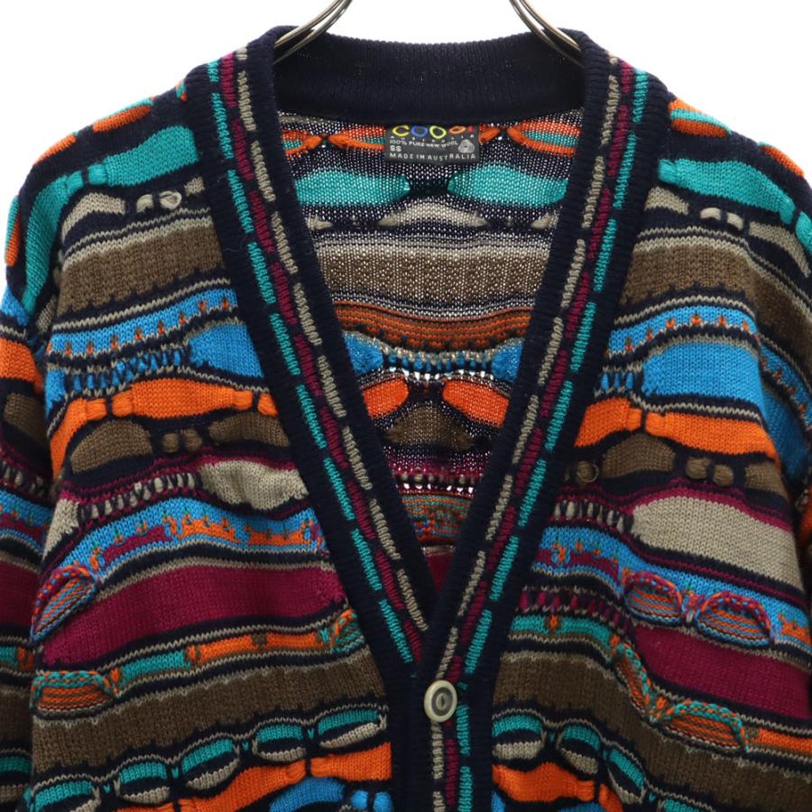 COOGI クージー 90s オールド オーストラリア製 総柄 長袖 Vネック 3D