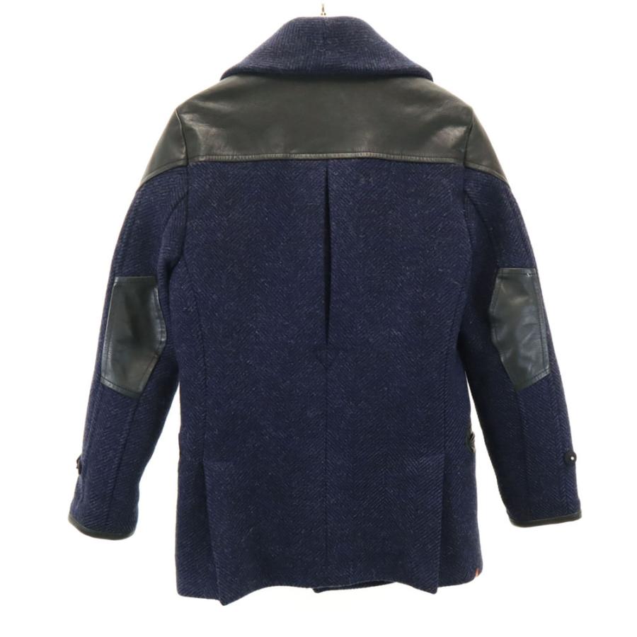 DENHAM（デンハム） CAGNEY FBH ウールレザー切替 ピーコート ネイビー