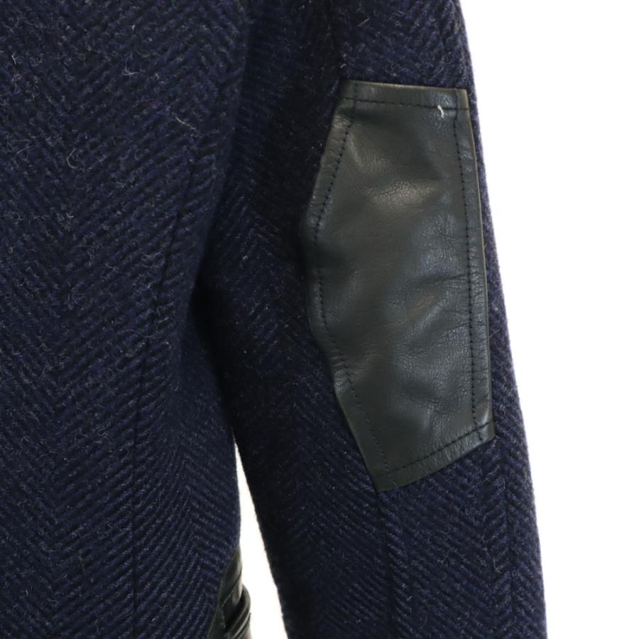 DENHAM（デンハム） CAGNEY FBH ウールレザー切替 ピーコート ネイビー