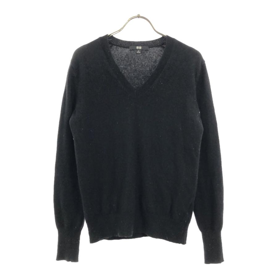 ユニクロ（UNIQLO） カシミヤ100% 長袖 Vネック セーター M ブラック + 