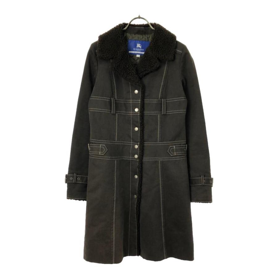 バーバリー ブルーレーベル 襟ボア コート 38 ブラウン系 BURBERRY