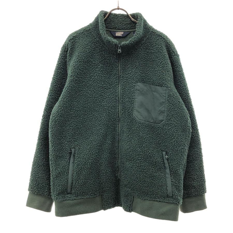 landsend フリースジャケット LANDS'END フリースジャケット L レッド ランズエンド ハーフジップ