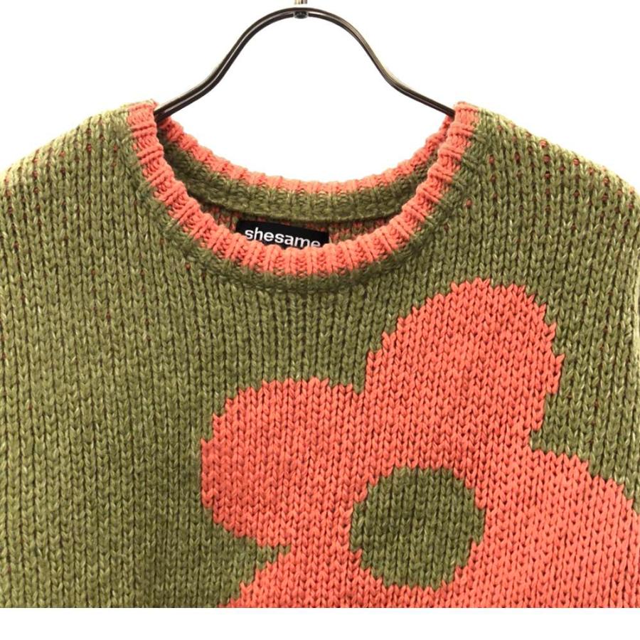 used レトロ お花 ニット マルチカバー 古着 ヴィンテージ vintage