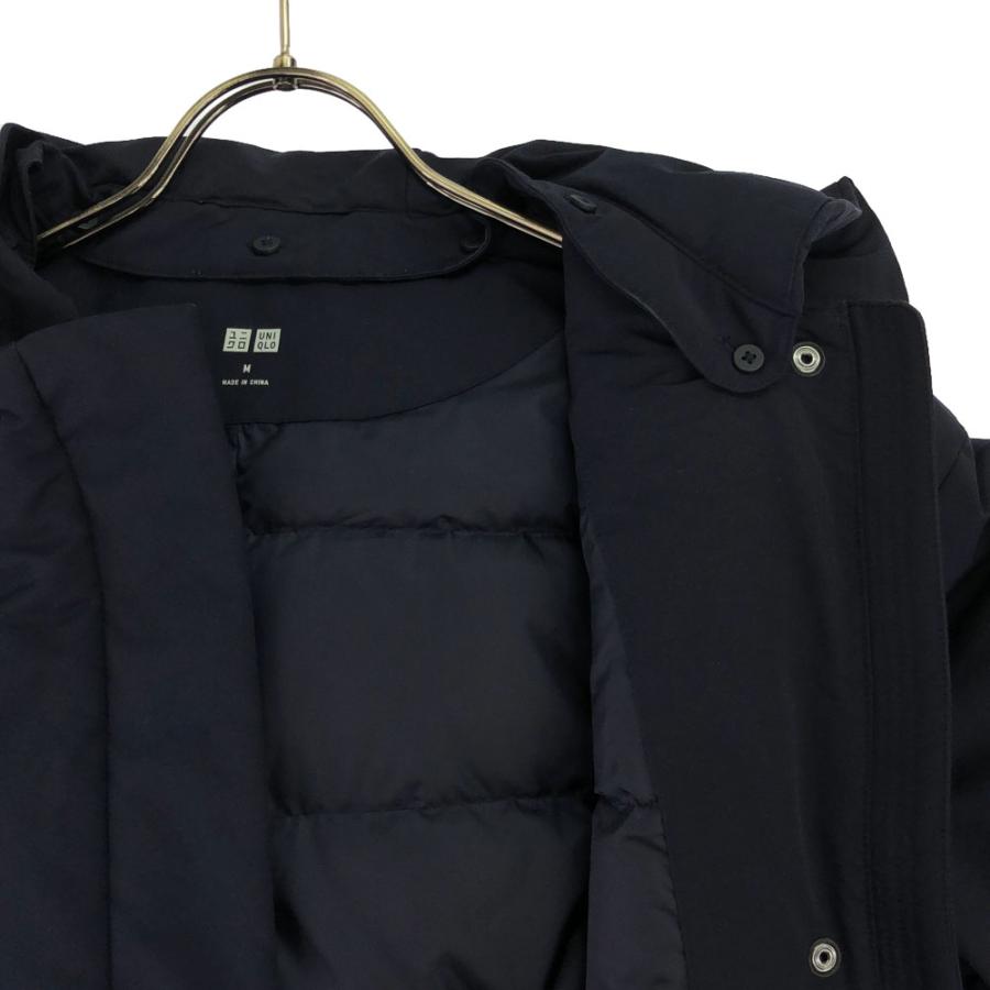 ユニクロ（UNIQLO） フード付き ダウンコート M ネイビー レディース
