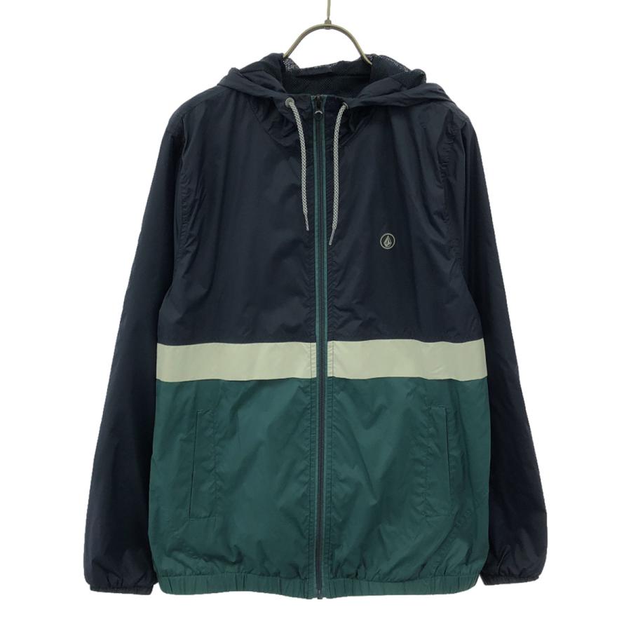 VOLCOM（ボルコム） 長袖 マウンテンパーカー S ネイビー×グリーン 裏 