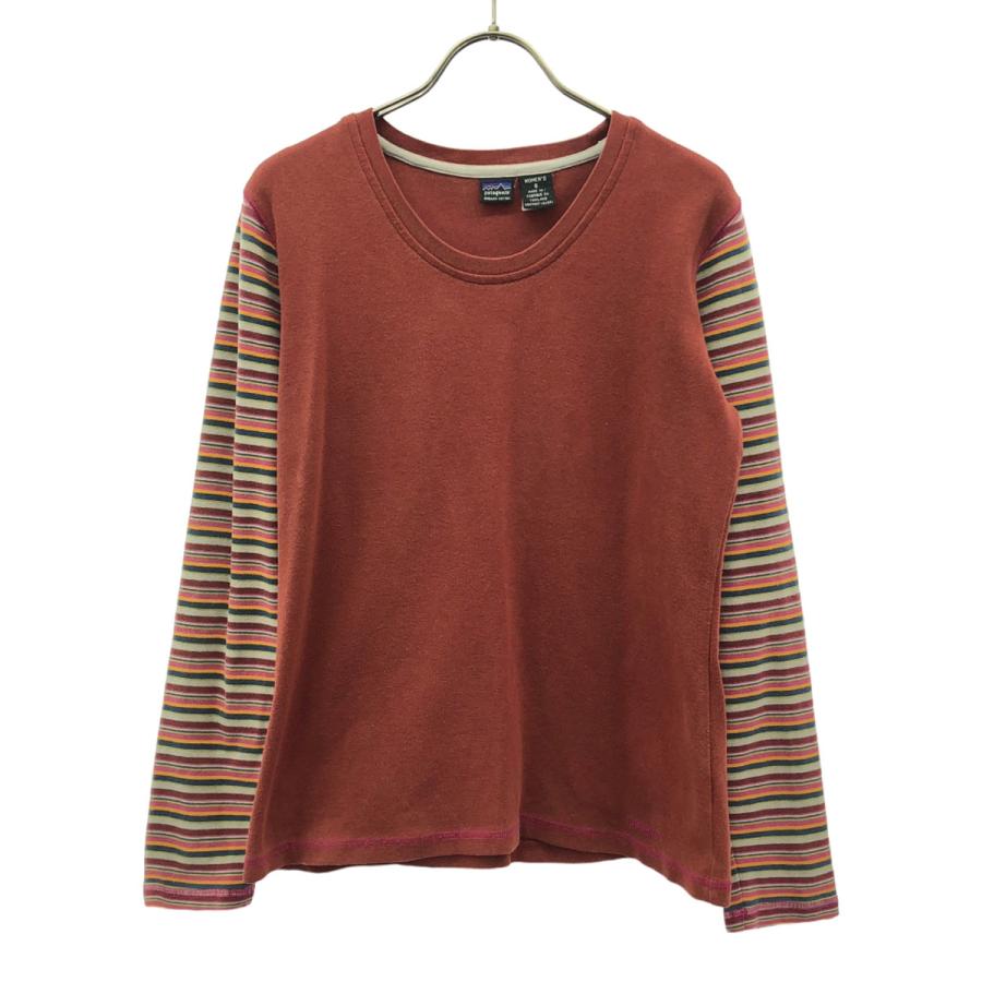 patagonia（パタゴニア） ボーダー ロゴ刺繍 長袖 クルーネック T