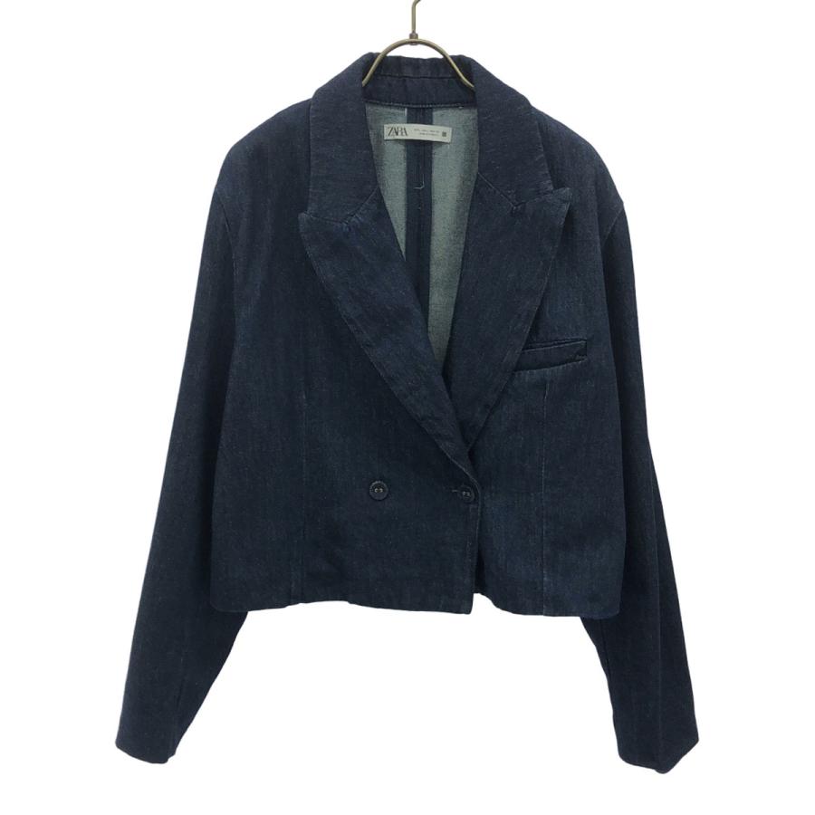 ZARA（ザラ） デニムジャケット L ネイビー クロップドデニムダブル 