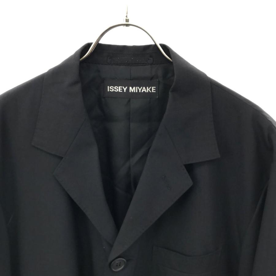 イッセイミヤケ 日本製 ウールブレンド テーラードジャケット 2 ブラック ISSEY MIYAKE メンズ ISSEY MIYAKE（イッセイミヤケ） 日本製 ウールブレンド テーラード