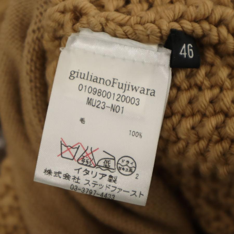 ジュリアーノフジワラ イタリア製 ウール 長袖 ニットカーディガン 46 